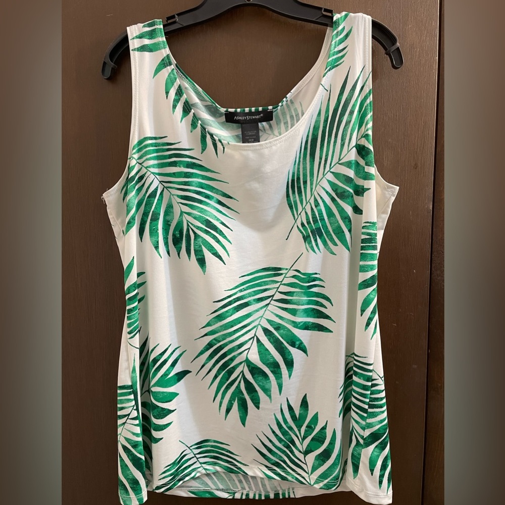 ASHLEY STEWART sleeveless tropical print blouse SIZE 18/20
